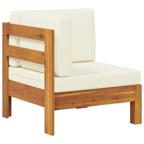 vidaXL Patio Corner Sofa, Solid Acacia Wood with Cream White Cushions, Durable Outdoor Furniture, Elegant Design, Easy Assembly