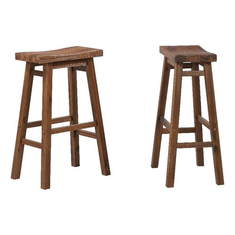 Boraam Sonoma Backless Saddle Kitchen Bar Stool - Chestnut Wire-Brush - Set of 2