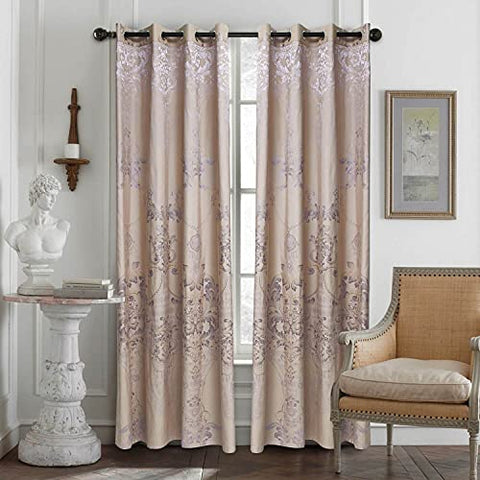 Curtains Damask Jacquard Grommet Semi-Blackout Tall 60x100 Rennes by Dolce-Mela