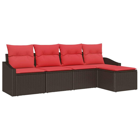 vidaXL Sofa Set with Cushion 5 pcs Brown Synthetic: Poly Rattan, Cozy Modular Garden Sofa Set, UV-Resistant Materials, Perfect for Stylish Outdoor Lounging, Terrace Comfort
