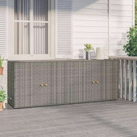 vidaXL Poly Rattan Garden Storage Cabinet - Gray, Weather-, Ample Storage Space, Easy Assembly, Sturdy Steel Frame – 78"x21.9"x31.5"