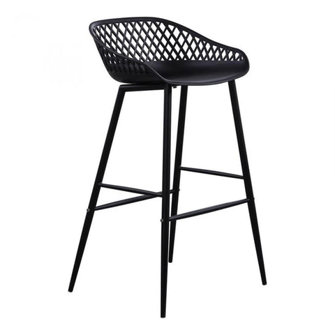 Moe's Home Collection Piazza Outdoor Bar Stool, Black M2, 36.5" h x 19" w x 20" d