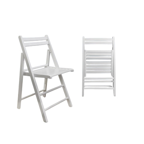 Oakestry Wooden Folding Chairs Set of 2, White Rubberwood Portable Foldable Chairs for Indoor Outdoor Events, Space Saving Dining & Party Seating