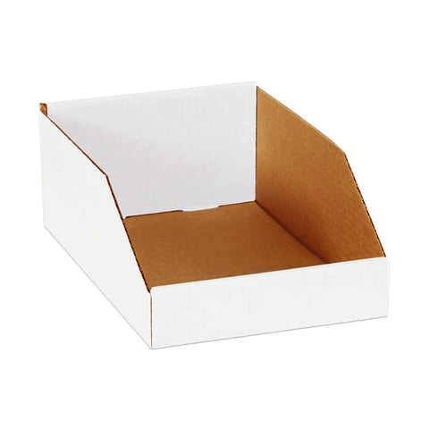 AVIDITI Corrugated Cardboard Storage Bins Holder 8" x 12" x 4.5" (50 Pack), Open Top Durable and Ideal for Organizing Parts Bin Work Areas Packing Moving and Storage - White, 50 Pack