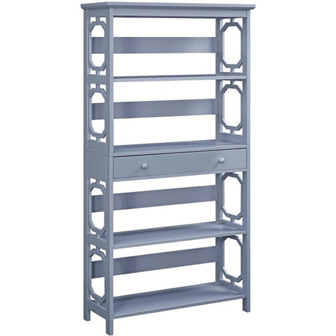 Convenience Concepts 203071GY 5-Tier Bookcase with Drawer, Gray