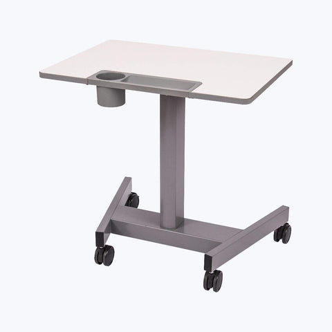 Offex Student-P Mobile Classroom Height Adjustable Cup Holder Student Pneumatic Sit/Stand Desk - Light Gray/Medium Gray