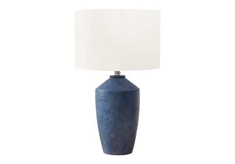 Monarch Specialties I 9889 Lighting, 25" H, Table Lamp, Blue Concrete, Ivory/Cream Shade, Contemporary, Modern