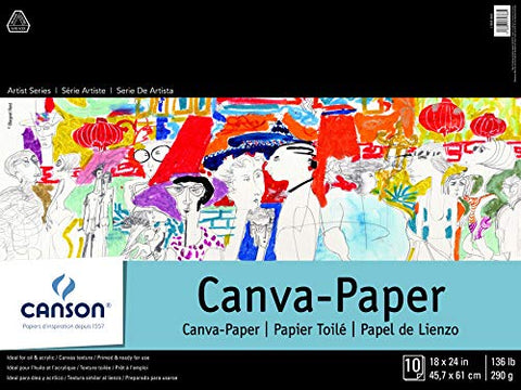 Canson Artist Series Canva-Paper, Foldover Pad, 18x24 inches, 10 Sheets (136lb/290g) - Artist Paper for Adults and Students - Oil Paint, Acrylic Paint, Mixed Media, Art Journaling