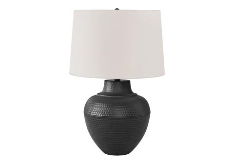 Monarch Specialties I 9615 LightingTable Lamp, Black Metal, Ivory/Cream Shade, Transitional