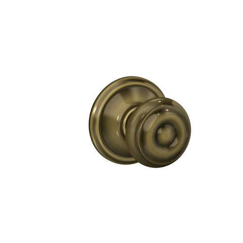 Schlage F10 GEO 609 Georgian Door Knob, Hall & Closet Passage Lock, Antique Brass