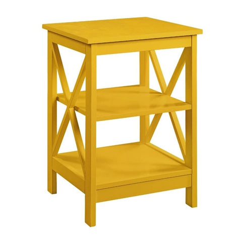 Convenience Concepts Oxford End Table 15.75" - Modern Living Room Table with Storage Shelves, Transitional Nightstand Side Table for Home Decor and Display, Yellow