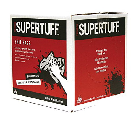 Trimaco 10817 SuperTuff White T-Shirt Rags, Knit 4lb Box, 128 Fl Oz