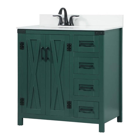 Elegant Decor Grant 32" MDF Single Bathroom Vanity with Backsplash in Green