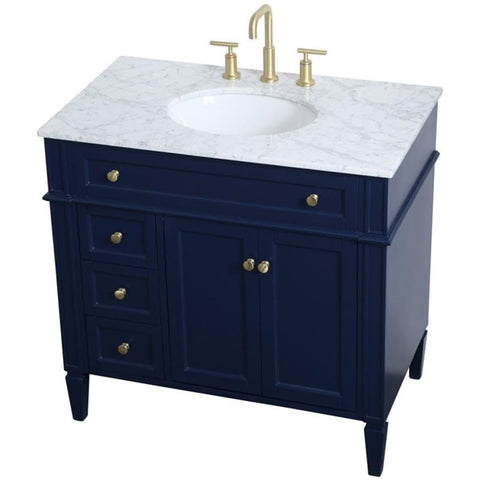 36 Inch Single Bathroom Vanity in Blue, 714672