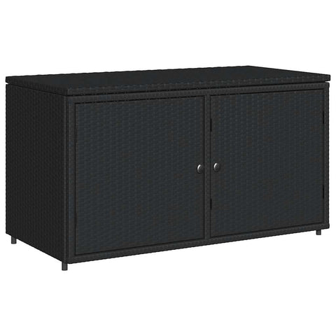 vidaXL Outdoor Storage Box, Deck Box, Poly Rattan with Magnetic Closure, Weather Resistant, for Patio and Balcony Organizing Cupboard Chest, Black 43.3"x21.7"x23.8"