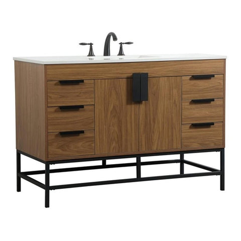 Elegant Decor Indoor Modern Under Sink Bathroom Fixtures Storage Organizer Cabinet 30 inch Single Bathroom Vanity - White