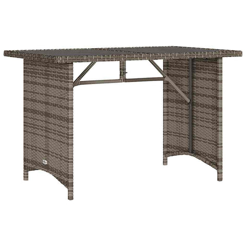 vidaXL Patio Table - Rectangular, Gray Poly Rattan, Tempered Glass Top, Powder-Coated Steel Frame for Outdoor/Garden/Patio Use, 43.3"x26.8"x27.6" ```