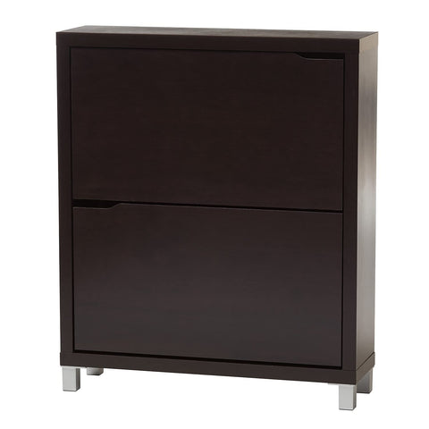 Baxton Studio Simms Shoe Storage Cabinet, Dark Brown