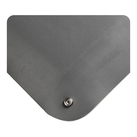 Wearwell Natural Rubber 791 Static Dissipative Anti-Fatigue Mat with Snap, Safety Beveled Edges, for Dry Areas, 2' Width x 3' Length x 1/2" Thickness, Gray