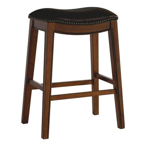Picket House Furnishings Bowen 30" H Faux Leather Backless Bar Stool in Brown