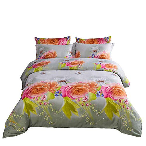 King Size Duvet Cover Set  6 Piece Luxury Floral Bedding  Dolce Mela  Innocence  DM723K