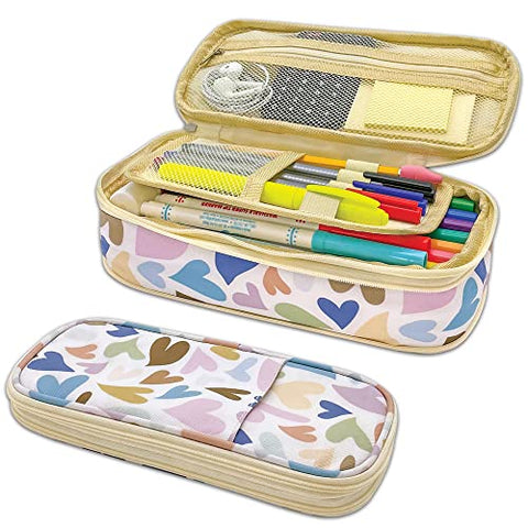Teacher Created Resources Hearts Pencil Case Multifunctional Large Capacity Bag Pouch Holder Organizer