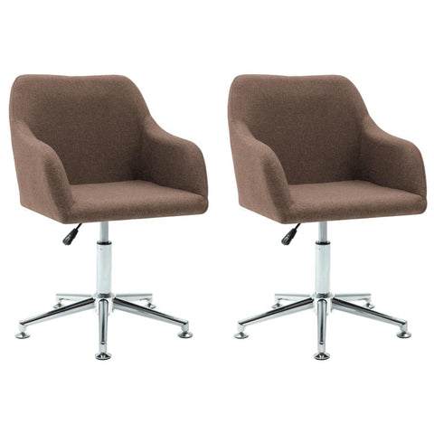 vidaXL 2 pcs Fabric Swivel Dining Chairs with Adjustable Height and Ergonomic Design - Brown, Features 360-Degree Swivel, Plywood Frame and Steel Legs, Warning: Includes California Proposition 65
