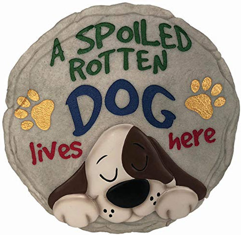 Spoontiques - Garden Décor - Spoiled Rotten Dog Stepping Stone - Decorative Stone for Garden