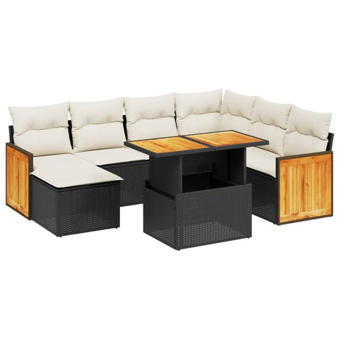 vidaXL Patio Sofa Set with Cushions 8 Piece, Outdoor Conversation Set, Sectional Sofa for Balcony Garden, Modern Style, Black Poly Rattan