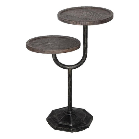 Moti Bayside Jensen Solid Wood Oak Side Table with Cast Iron Base