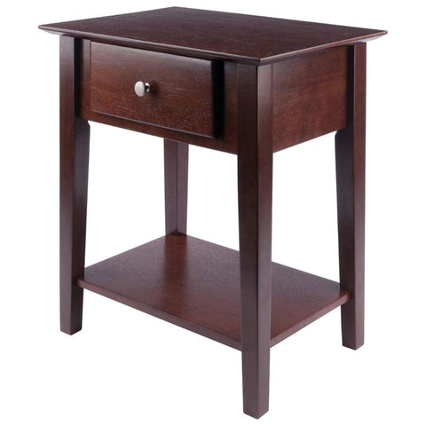 Oakestry Shaker Nightstand with Drawer Functional Nightstand for Bedroom Solid Wood Construction Sturdy Frame and Legs Classic Shaker-Style Design with Rich Walnut Finish with Sturdy Frame and Legs