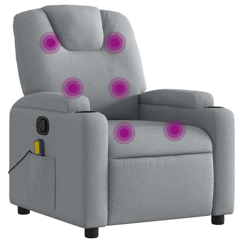 vidaXL Massage Recliner Chair, Reclining Armchair for Elderly, Wingback Push Chair for Home Theater Cinema, Modern Style, Light Gray Fabric