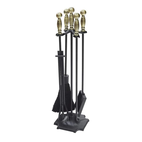Oakestry Carlisle Fireplace Tool Set, Antique Brass