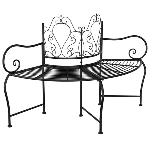 vidaXL Tree Bench 59.1" Black Steel Wrap Around Design Outdoor Seating for Garden/Patio/Yard