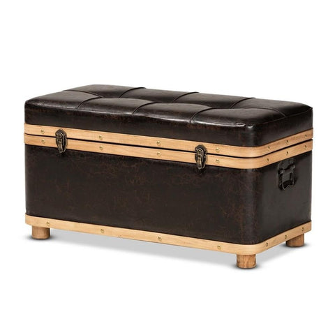 Baxton Studio Gendry Dark Brown and Oak Brown Finished Wood Storage Ottoman