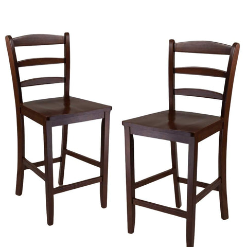 Oakestry Benjamin Ladder Back Stools 24" Antique Walnut Stylish Comfortable Ladder Back Stool for Kitchen Bar or Dining Areas Durable Wood Construction for Counter or Kitchen Island Seating