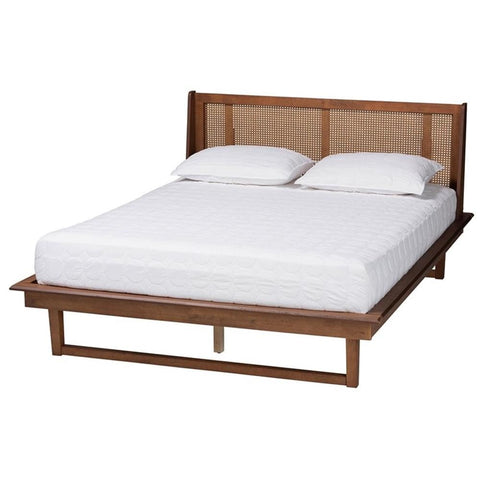 Baxton Studio Aveena Wood Queen Size Platform Bed in Walnut Brown