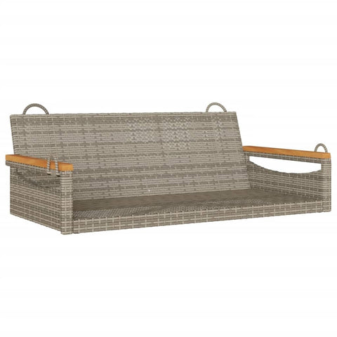 vidaXL Gray Poly Rattan Swing Bench for 2 Adults Outdoor Seating Garden Patio Chair Hammock Style Hanging Seater Furniture