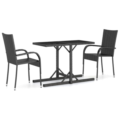 vidaXL Patio Dining Set 3 Piece, Outdoor Dining Table and Chairs, Patio Furniture Set, Conversation Set for Garden, Farmhouse, Black