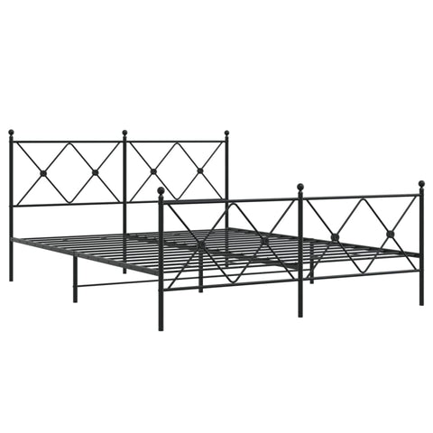 vidaXL Black Steel Double Bed Frame with Headboard/Footboard - 81.5"x61.4"x35.6" for Mattress 59.1"x78.7"