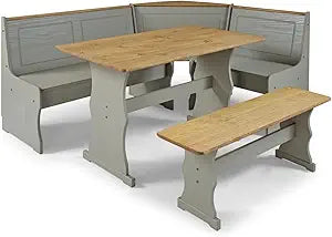 OS Home and Office Furniture Model COG805 Solid Pine Corner Dining Booth in Corona Gray
