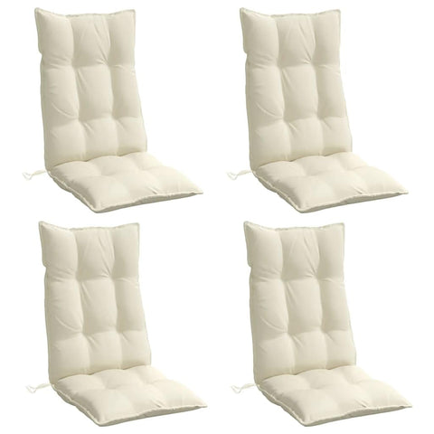 vidaXL Highback Chair Cushions 4 Pcs - Cream Oxford Fabric PP Fiber Filled Seat Pads for Garden Patio/Indoor Use, 47.2" x 19.7" x 2.8"