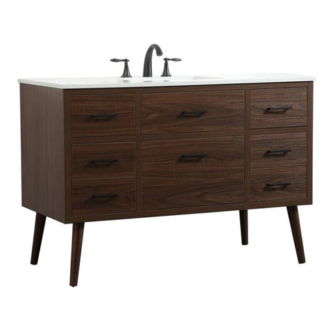 Elegant Decor Boise 48" Aluminum MDF Single Bathroom Vanity in Walnut
