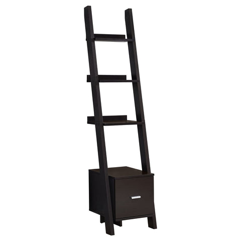 Monarch Specialties Bookshelf, Bookcase, Etagere, Corner, Ladder, 69" h, Office, Bedroom, Laminate, Brown, Contemporary, Modern