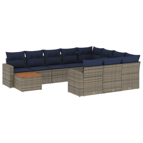 vidaXL Patio Sofa Set with Cushions 11 Piece, Outdoor Conversation Set, Sectional Sofa for Balcony Garden, Patio Furniture, Gray Poly Rattan