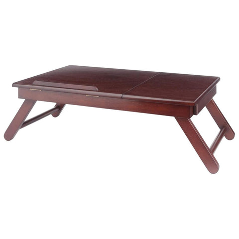 Oakestry Alden Folding Lap Desk Bed Tray Versatile and Space-Saving Folding Desk for Meals Work or Study Compact and Stylish Design with Rich Walnut Finish Adjustable and Comfortable for Bed or Couch