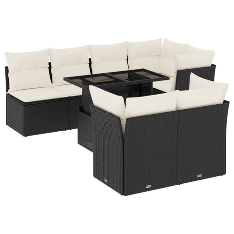 vidaXL Patio Sofa Set with Cushions 8 Piece, Garden Lounge Set, Outdoor Conversation Set, Sectional Sofa for Garden Balcony, Black Poly Rattan