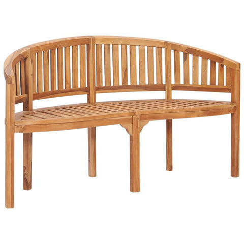 vidaXL Teak Wood Banana Bench - Stylish 3-Seater Patio Garden Furniture with Durable Weather Resistance, Comfortable Seating Design & Customizable Finish