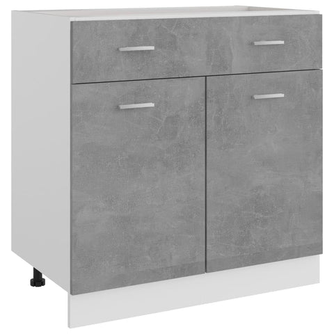 vidaXL Kitchen Cabinet, Drawer Cabinet with Storage Shelves, Kitchen Storage Cabinet Cupboard, Scandinavian Style, Concrete Gray Engineered Wood
