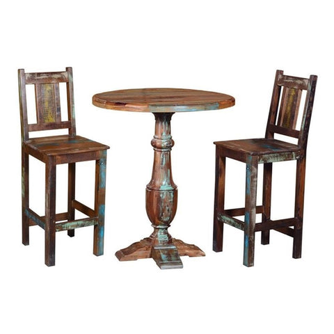Moti Trinidad 3-Piece Dining Set with 36" Round Pub Table and 2 Bar-Height Chairs